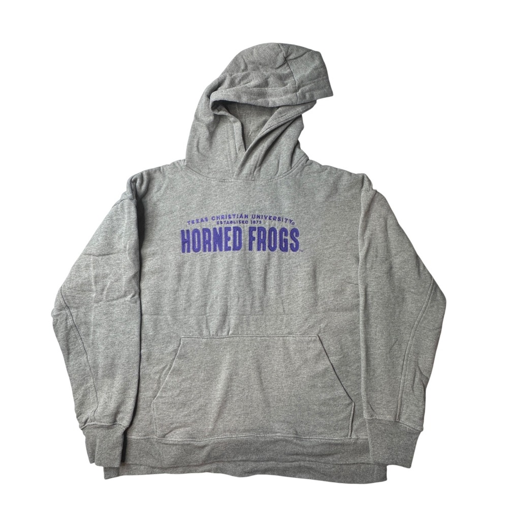 League Hoodie Womens Small Grey TCU Horned Frogs‎ Pullover Sweatshirt Collegiate